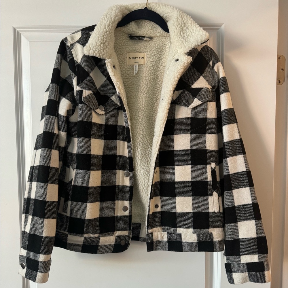 C’est Toi Buffalo Check Sherpa Flannel Jacket